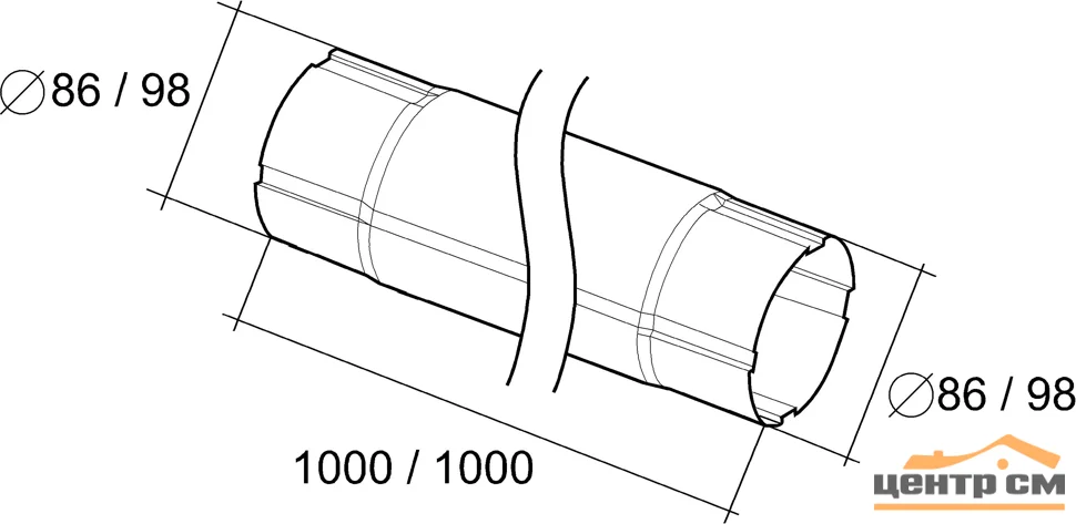 Труба круглая соединит.GL, 90мм, 1м RAL 6005