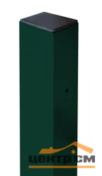 Столб оцинкованный с полимерным покрытием с отверстиями 62*55 высота 1,5м зелёный, RAL 6005