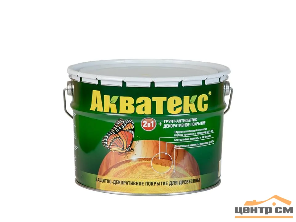 Основа алкидная Акватекс 2 в 1 - бесцветный 9л УФ-защита, влажн. древесина 40%