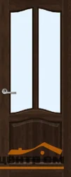 Дверь ОКА "Неаполь" стекло орех темный 90 (массив ольхи)
