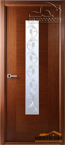 Дверь BELWOODDOORS "Классика люкс" стекло "Мателюкс белый с пескоструйным рисунком" 60 (21-7) ОРЕХ