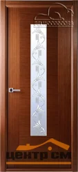 Дверь BELWOODDOORS "Классика люкс" стекло "Мателюкс белый с пескоструйным рисунком" 90 (21-10) ОРЕХ
