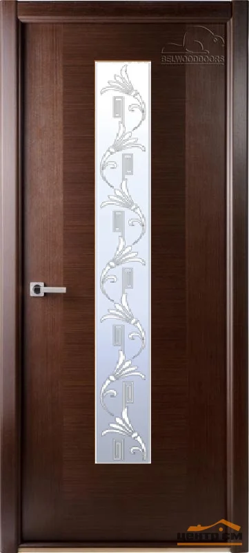 Дверь BELWOODDOORS "Классика люкс" стекло "Мателюкс белый с пескоструйным рисунком" 80 (21-9) ВЕНГЕ