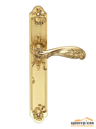 Ручка дверная ARCHIE GENESIS FLOR на длинной накладке проходная (PS) матовое золото
