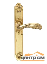 Ручка дверная ARCHIE GENESIS FLOR на длинной накладке проходная (PS) матовое золото
