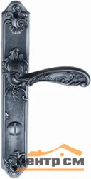Ручка дверная ARCHIE GENESIS FLOR на длинной накладке под фиксатор (OL) черненое серебро