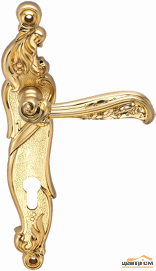 Ручка дверная ARCHIE GENESIS RIZO на длинной накладке под цилиндр (CL) матовое золото