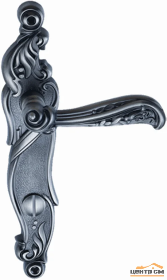Ручка дверная ARCHIE GENESIS RIZO на длинной накладке под фиксатор (OL) черненое серебро