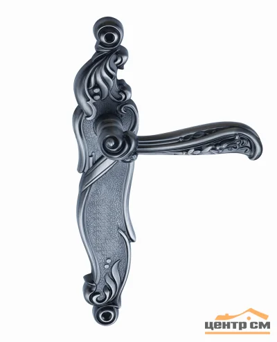 Ручка дверная ARCHIE GENESIS RIZO на длинной накладке проходная (PS) черненое серебро