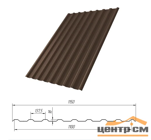 Профнастил С-20(Тип), 0.45 мм Print ** 1.165 * м2