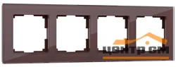 Рамка 4-местная Werkel Favorit, мокко, стекло, WL01-Frame-04