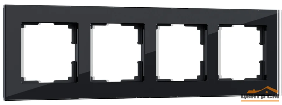 Рамка 4-местная Werkel Favorit, черный, стекло, WL01-Frame-04