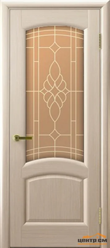 Дверь "Ульяновские двери" Лаура стекло бронза сатинато Флоренция беленый дуб 60, шпон