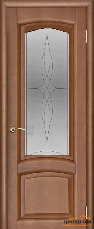 Дверь "Ульяновские двери" Лаура стекло Византия с гравировкой темный анегри тон 74 90, шпон