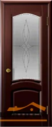 Дверь "Ульяновские двери" Лаура стекло Византия с гравировкой венге 90, шпон