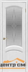 Дверь "Ульяновские двери" Лаура стекло Византия с гравировкой ясень жемчуг 60, шпон