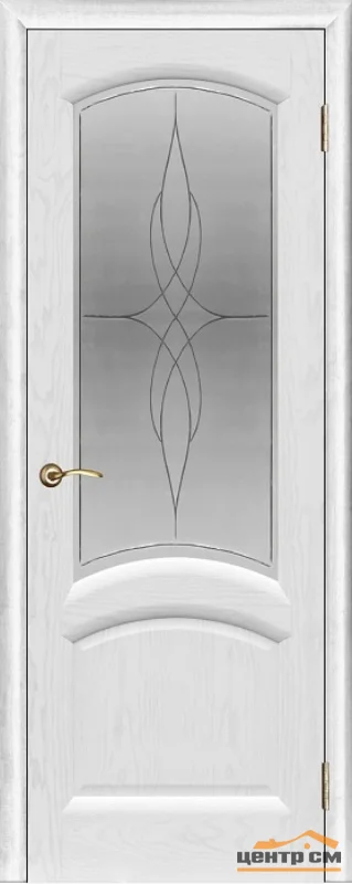 Дверь "Ульяновские двери" Лаура стекло Византия с гравировкой ясень жемчуг 70, шпон