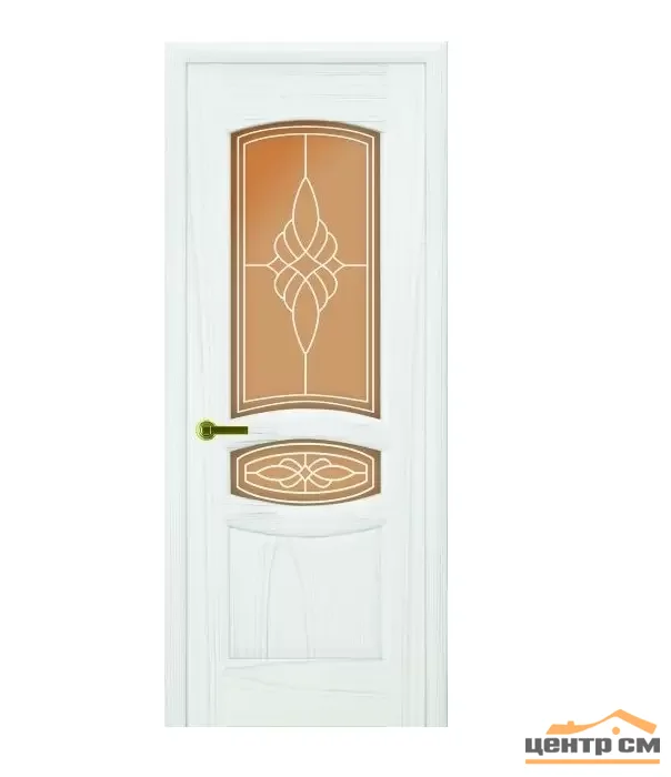 Дверь "Ульяновские двери" Анастасия стекло бронза сатинато Палермо ясень жемчуг 60, шпон