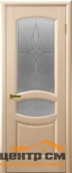 Дверь "Ульяновские двери" Анастасия стекло Византия с гравировкой беленый дуб 60, шпон