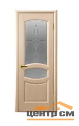 Дверь "Ульяновские двери" Анастасия стекло Византия с гравировкой ясень жемчуг 60, шпон