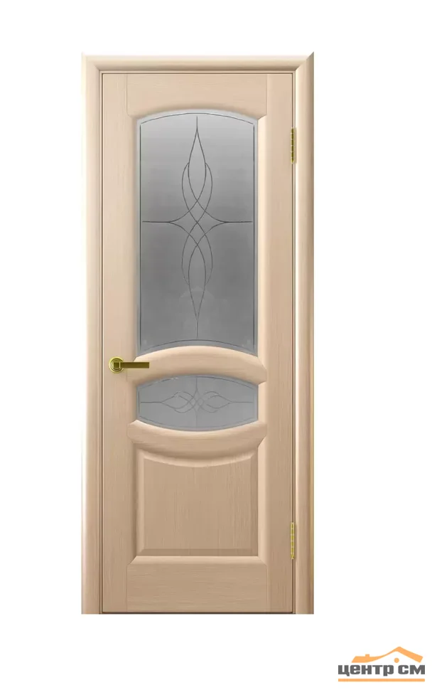 Дверь "Ульяновские двери" Анастасия стекло Византия с гравировкой ясень жемчуг 80, шпон