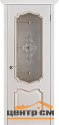 Дверь Porte Vista Премьера стекло Витраж белая патина тон 17 окантовка золото 60, шпон