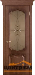 Дверь Porte Vista Премьера стекло бронза с фацетами патина голд 80, шпон
