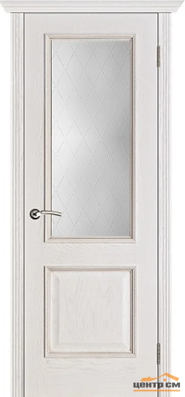 Дверь Porte Vista Шервуд стекло Классик белая патина тон 17 окантовка золото 60, шпон