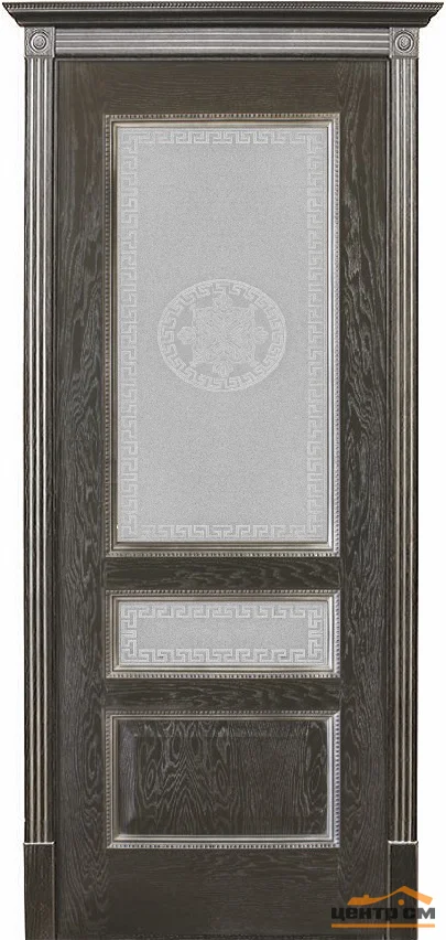 Дверь Porte Vista Вена стекло Версачи черная патина серебро тон 21 70, шпон
