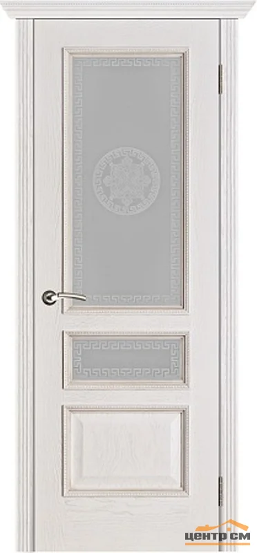 Дверь Porte Vista Вена стекло Версачи белая патина тон 17 окантовка золото 70, шпон