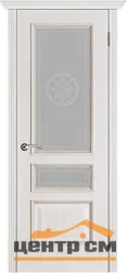 Дверь Porte Vista Вена стекло Версачи белая патина тон 17 окантовка золото 90, шпон