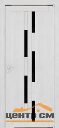 Дверь Uberture LIGHT Модель 2198 частичное стекло, черное, капучино велюр 60, экошпон