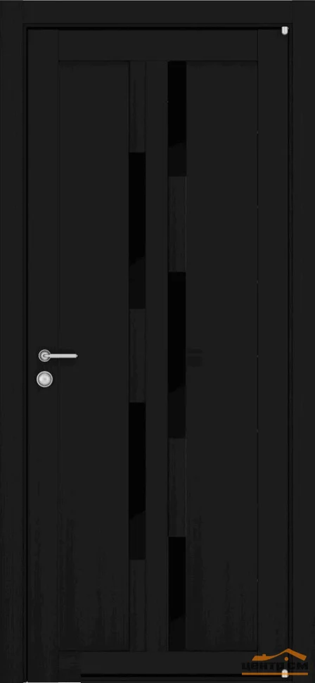 Дверь Uberture LIGHT Модель 2198 частичное стекло, черное, шоко велюр 70, экошпон
