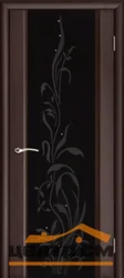 Дверь "Ульяновские двери" Эксклюзив 2 стекло черный триплекс рис. Эксклюзив венге 60, шпон