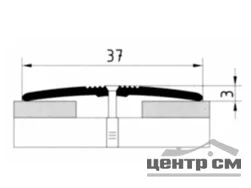 Порог АПС 003 алюминиевый 900*37*3 мм одноуровневый (35-орех светлый)