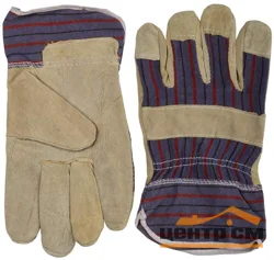 Перчатки рабочие STAYER "MASTER" комбинированные, кожаные из спилка с тиснением, XL