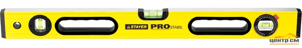 Уровень коробчатый 400 мм STAYER "PROFI" PROSTABIL профессион, усилен, 2 фрезер поверхн, 3 ампулы (1 поворотная), ручки