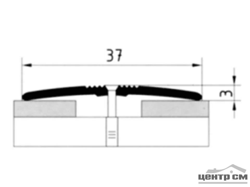 Порог АПС 003 алюминиевый 900*37*3 мм одноуровневый (36-дуб черный)