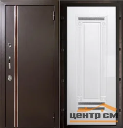 Дверь мет. REGIDOORS Норд-2 880х2055 "Пр" муар коричневый/"Рим" с ковкой ясень жемчужный