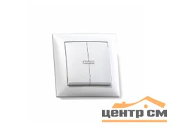 Выключатель двухклавишный СП Селена с подсветкой, белый С510-397