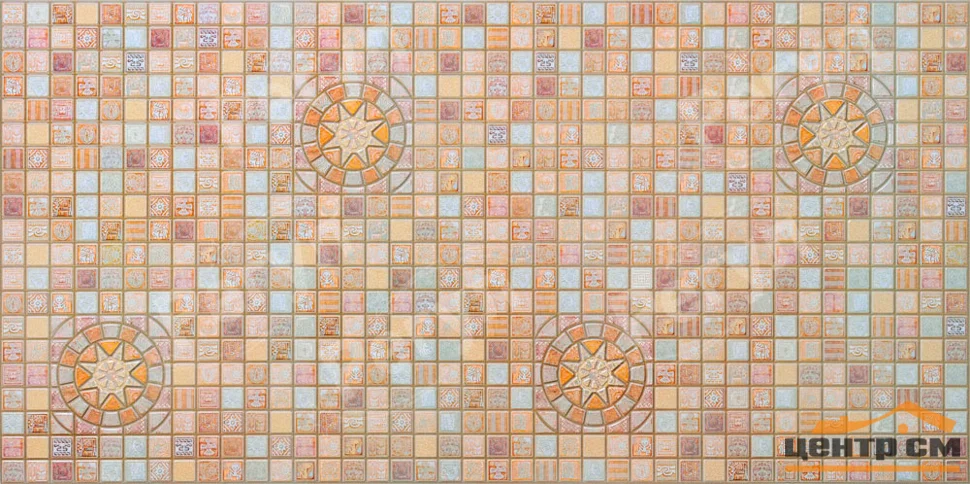 Панель листовая ПВХ «Стандарт +» мозаика "Медальон коричневый" 957х480 (пленка 0,4мм) Регул
