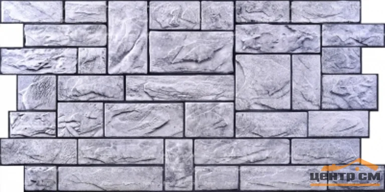 Панель листовая ПВХ «Стандарт» камень "Пиленый настоящий серый" 977х493 (пленка 0,4мм) Регул