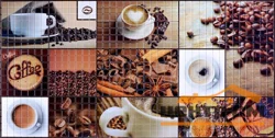 Панель листовая ПВХ «Бюджет» мозаика "Кофейня" 957х480 (пленка 0,3мм) Регул