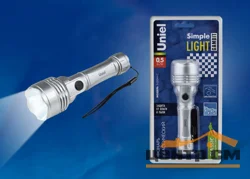 Фонарь Uniel Стандарт «Simple Light-Gambit», пластик, 0, 5 Watt LED, 2хАА, серебро, S-LD044-C Silver