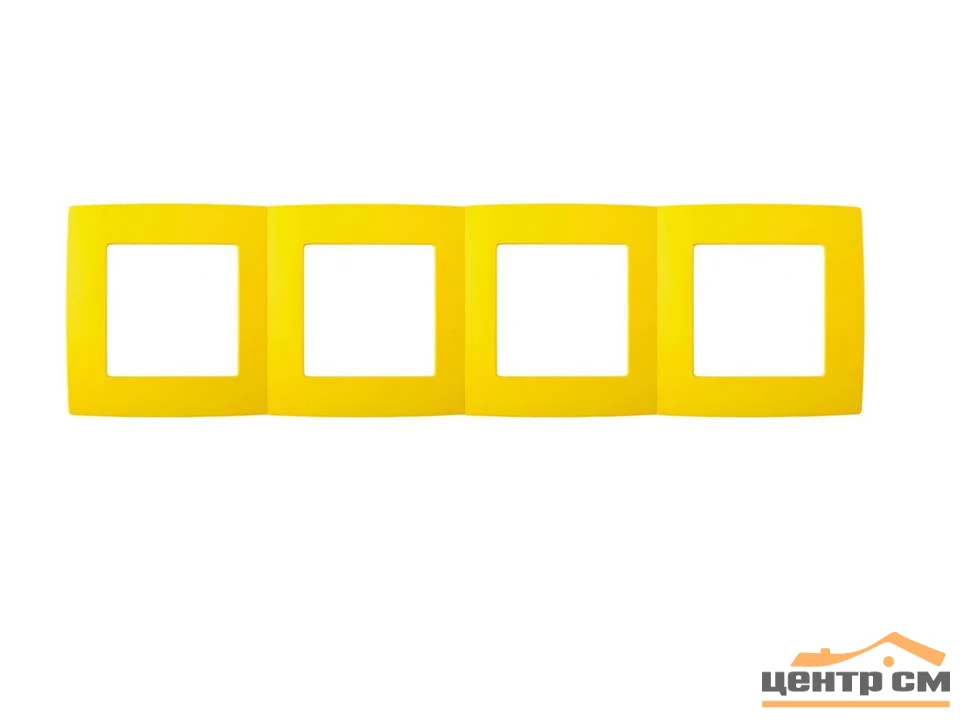 Рамка 4-местная Эра12, жёлтый, арт.12-5004-21