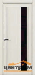 Дверь Uberture UNILINE Модель 30004 частичное черное стекло, капучино велюр 80, экошпон