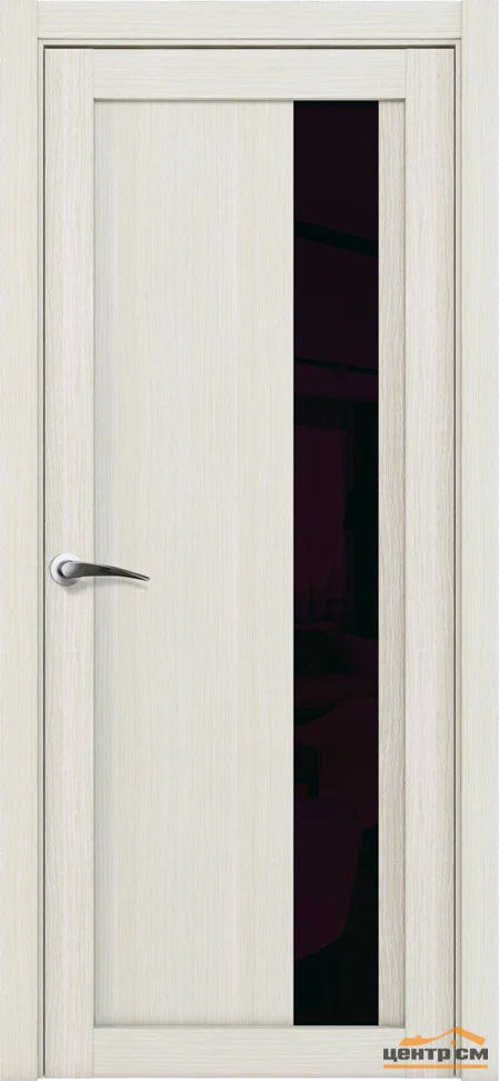 Дверь Uberture UNILINE Модель 30004 частичное черное стекло, капучино велюр 90, экошпон