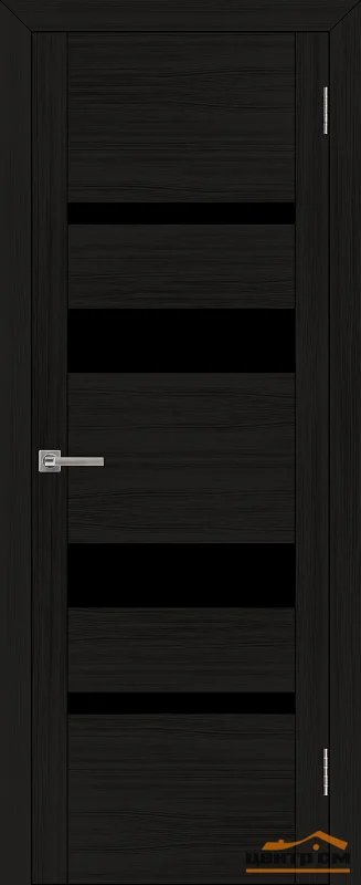 Дверь Uberture UNILINE Модель 30013 частичное черное стекло, шоко велюр 60, экошпон