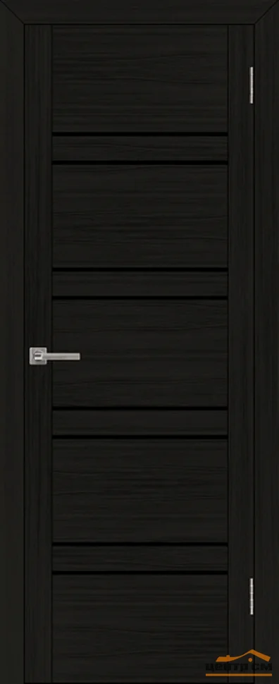 Дверь Uberture UNILINE Модель 30026 частичное черное стекло, шоко велюр 70, экошпон