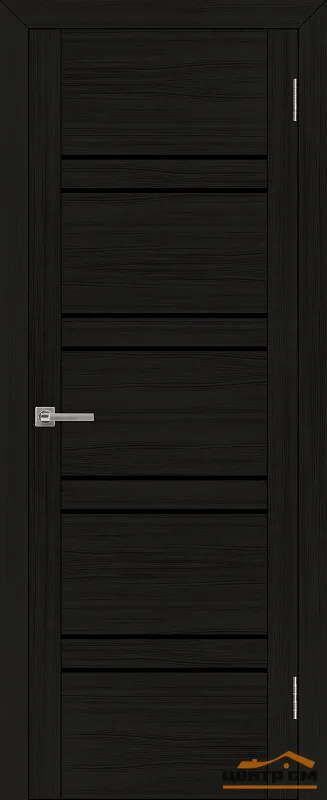 Дверь Uberture UNILINE Модель 30026 частичное черное стекло, шоко велюр 80, экошпон